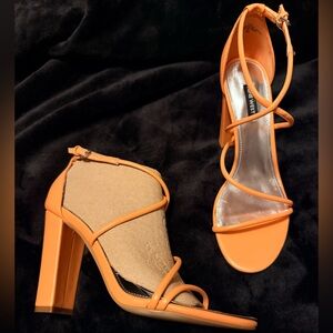 Nine West Bold Orange Strappy Heels